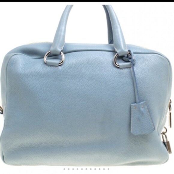 PRADA Light Blue Leather Bowler Handbag - Picture 4 of 16